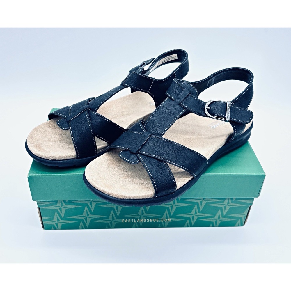 Eastland Kayla Womens Strappy Sandals Black Adjustable Buckle 11 M 2368-01M